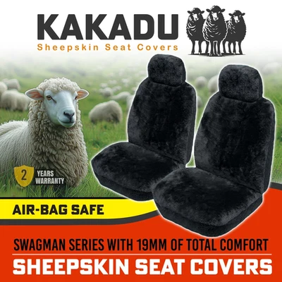 KAKADU Swagman Sheepskin Seat Covers HYUNDAI SONATA Y3 GLS GLE SEDAN 93-98 BLK - image 1 of 4