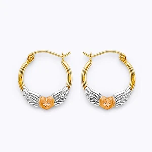 14k real gold hoop earrings for womens - Picture 1 of 5