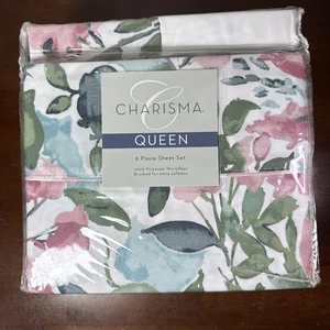 Charisma Queen Size 6 Piece Sheet Set Julia Dusty Rose Leaves Garden Floral Bed - Bild 1 von 11