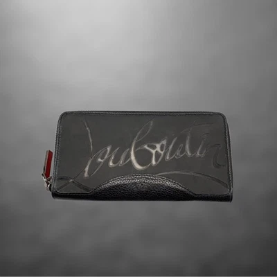 Christian Louboutin Carteira Longa Bi-Fold Preta Vermelha Autêntica Bolsa Studs Emblema - Imagem 1 de 4