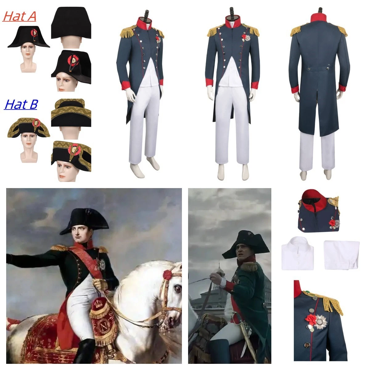 Napoleon Kostüm Für Erwachsene – Französische Revolution, Historisches Kostüm, One Size, Inkl. Jacke, Hose, Hut