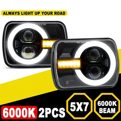 Pair 5x7 7x6'' LED Headlights H4 Hi-Lo Beam For Ford Bronco F150 F250 F650 F750 - Image 1 of 4