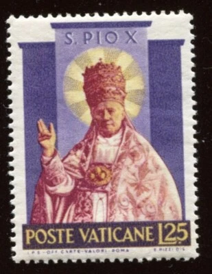 VATICAN 1954 - MINT / NH-ORIGINAL  GUM - 25L Scott #183 - PIUS X CANONIZED  /202 - Image 1 of 4