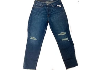 Old Navy women”s High Rise O G Straight Leg Distressed BlueJeans Size 14 - Picture 1 of 5