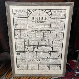 Paul Palnik Justice Innocent Or Guilty Judge 18 x 24 gerahmter signierter Druck 1985 - Bild 1 von 9