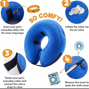 Inflatable Dog Recovery Collar Soft E-Collar for Medium Dogs 25–36cm Neck - Picture 1 of 4