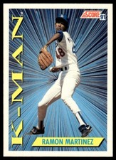 1991 Score K-Man #408 Ramon Martinez Los Angeles Dodgers
