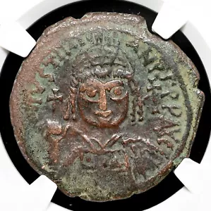 BYZANTINE. Justinian I, AD 527-565. Æ Follis, Cyzicus mint, NGC VF - Picture 1 of 4