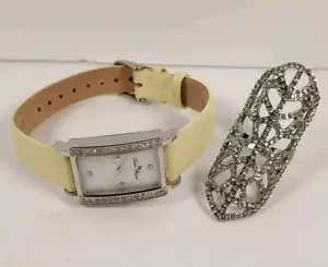 Lucien Piccard Monte Baldo Damenuhr und Strass Spitze Ring Set 8D7 - Bild 1 von 12