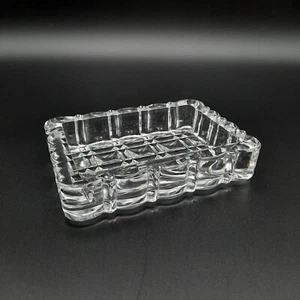 Heavy Glass Candy Nut Dish Trinket Tray Heavy Cut Clear Diamond Pattern - Picture 1 of 5