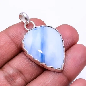 Natural Blue Opal -Owyhee 925 Sterling Silver Pendant 1.56" P29 Valentine Gift - Picture 1 of 3