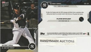 Gleyber Torres NEW YORK YANKEES 2020 TOPPS NOW ROAD TO OPENING DAY OD-34 SP 854