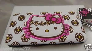 Hello Kitty daisy wallet Sanrio id Claire's cute clutch white brown flower power - Picture 1 of 5