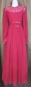 VTG JOHN BATES BOUTIQUE ENGLAND SZ 8 MAXI FORMAL PINK CHIFFON PETTICOAT SEQUINS - Picture 1 of 11