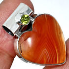 Heart   Lake Superior Agate And Peridot 925 Sterling Silver Pendant Jewelry P 1300