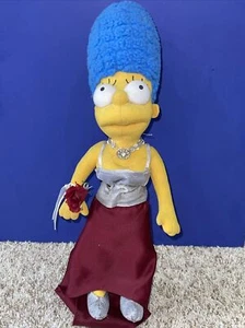 Marge Simpson 20” Plush Cloth Doll With Stand Rare Fancy Dress Necklace - Picture 1 of 12