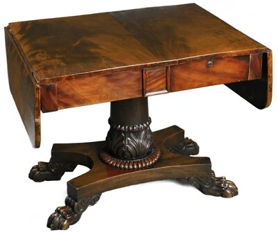 ANTIQUE ENGLISH REGENCY PEDESTAL DROP-LEAF TABLE - Image 1 of 4