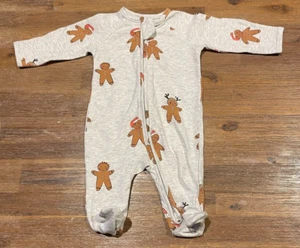 Baby size 0000 long sleeve zip Gingerbread Christmas Coverall romper NEW A 5144 - Bild 1 von 4