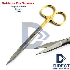 TC Goldman Fox Scissors Straight 13cm Tungsten Carbide Surgical Micro Shears New - Picture 1 of 6