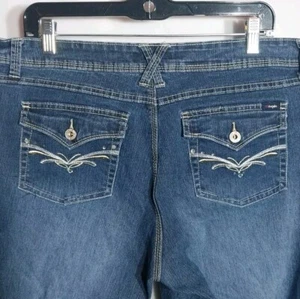 Angels Womens Capri Jeans Plus 18W Denim Wide Leg Stretch Embroidered Rhinestone - Picture 1 of 12