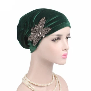 India Women Hijab Cap Ladies Velvet Hat Turban Chemo Headwear Cancer Beanie Hat - Picture 1 of 31
