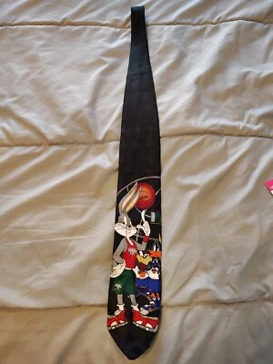 Баскетбольный галстук Looney Tunes Mania 1996 Silk 57 дюймов Bugs Bunny Taz Daffy Wiley винтажный - Изображение 1 из 4
