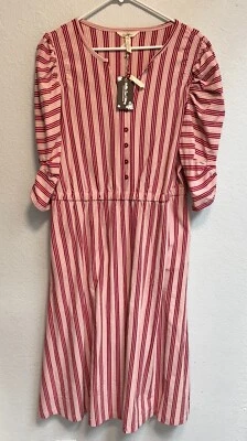Matilda Jane Red Stripe McIntosh Pocket Midi Dress Cottagecore New Size Large - Image 1 of 4