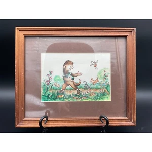 Arte originale antropomorfa vintage incorniciata firmata creature del bosco unica - Foto 1 di 4