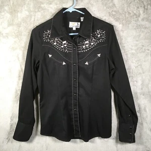 Vtg Panhandle Slim Western Shirt Black Pearl Snap Music Design Size Med - Picture 1 of 17