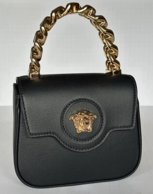 Versace Leather Black and Gold Chain Mini Top Handle Bag 1003016 IT NWT $1650 - Image 1 of 4