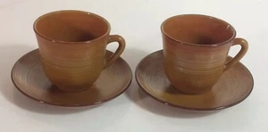 De Colección 2 Juegos Arcoroc Francia Taza Platillo 2 Tonos Naranja Quemado Anillos Concéntricos - Imagen 1 de 12