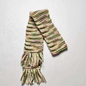 Kids Scarf Handmade Pink Green Yellow Fringe Winter Soft Open Knitted Muffler - Picture 1 of 4