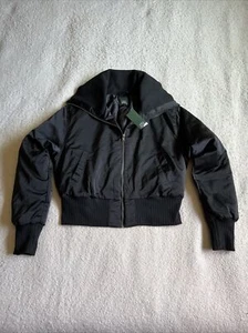 NWTGS Wild Fable Zipper Bomber Jacket  Women Medium Black Cropped Hiphop Polyest - Picture 1 of 15