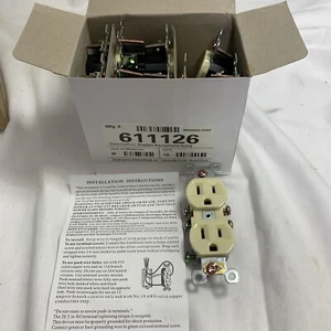 200 ( Pcs )Pack Outlet Receptacle 125v 15 Amp Duplex Ivory - Picture 1 of 8