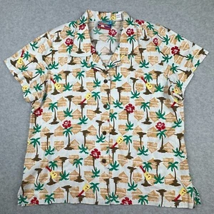 VTG 80s Reyn Spooner Joe Kealohas Hawaiian Shirt Women M Tiki Ukulele Tropical - Picture 1 of 6
