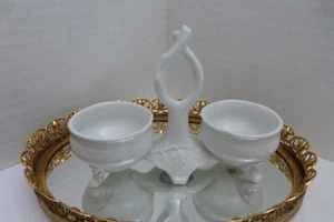 vtg PORCELAIN Pirken Hammer Czech DOUBLE SALT CELLAR DIP OPEN DISH Free Ship US - Picture 1 of 9