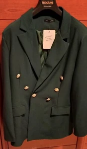 Giacca blazer da donna verde bottoni dorati doppiopetto giacca all-match tg XXL - Foto 1 di 8