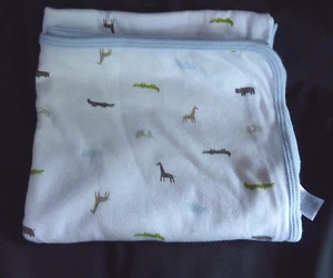 Carter's Baby Receiving Blanket Lovey Blue Gray Elephant Zebra Rhino - Picture 1 of 5