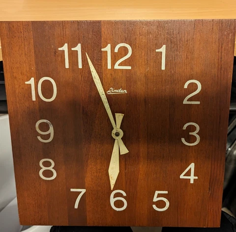 Wall Clock Vintage 1970s Danish Modern Linden Butcher Block Square Wooden Clock Cover