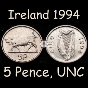 Ireland 1994 | Irish 5 Pence | Bull | KM.28 | UNC - Picture 1 of 2