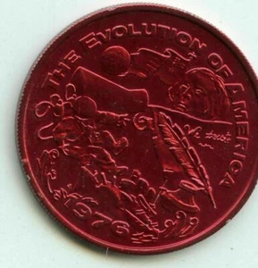 Mardi Gras Doubloon Krewe of Hércules 1976 rojo aluminio - Imagen 1 de 2