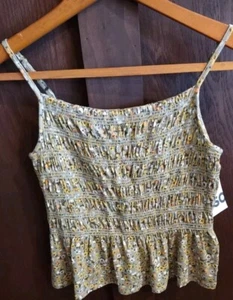 Green Fairy Floral Cami Whimsycore Smocked Women's Medium Cottagecore Top NEW - Picture 1 of 6