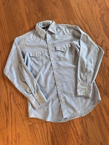 Camicia Vintage Sears Western Wear Taglia M ALTA Blu Chiaro Perla Snap True Vintage - Foto 1 di 9