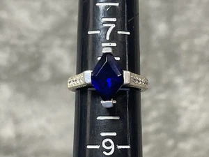 FASCIA IN ARGENTO 925 CON PIETRE PREZIOSE BLU SCURO MISURA 8 ANELLO 5,5 G!! - Foto 1 di 10