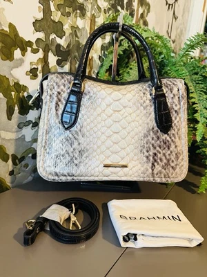 Brahmin Micaela Leather Snake Embossed Crossbody Satchel Black Rockaway NWT - Image 1 of 4