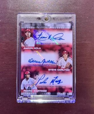 Steve Carlton Aaron Nola Pedro Martinez Autographed Topps 2025 Very rare 3 Of 10 - Image 1 of 2