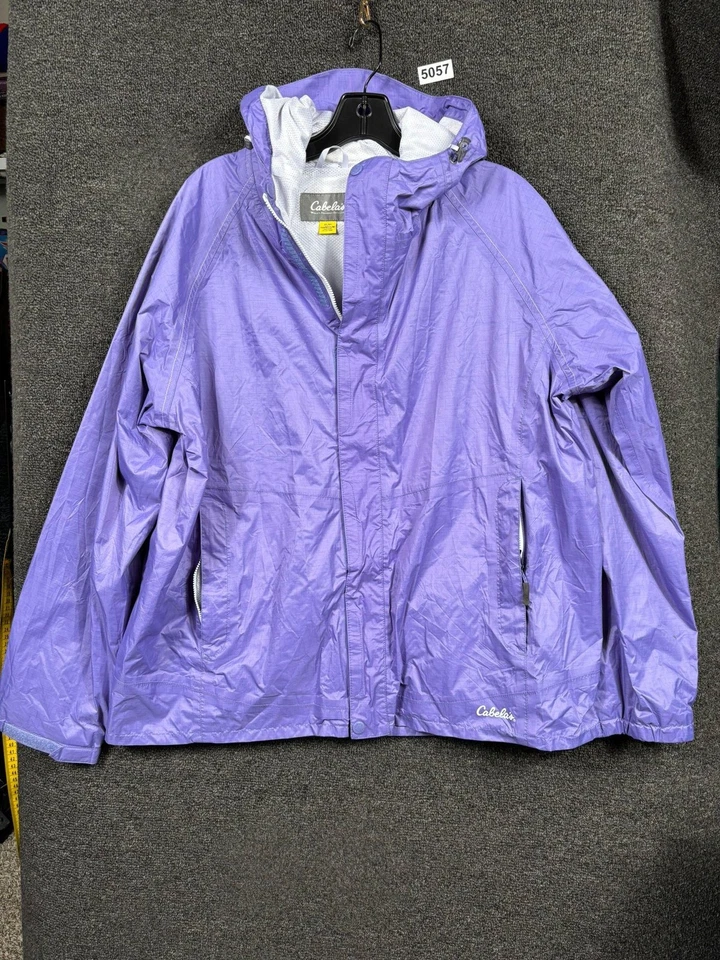 Cabela's Chaqueta Mujer XL Púrpura Con Capucha Lluvia Shell Exterior Senderismo Bolsillos con Cremallera Foto 1 de 4
