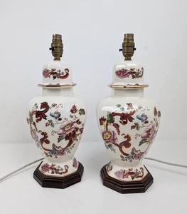 Paar Masons Mandalay rote Tischlampenfüße sechseckig große Höhe: 15 Zoll /38 cm - Bild 1 von 11