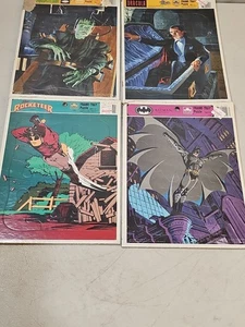 Puzzle Golden Frame Tray Lot of 4 RARE. Frankenstein- Dracula- Batman- Rocketeer - Picture 1 of 6