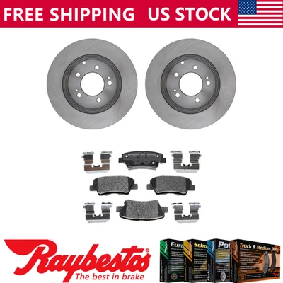 Kit de rotores de freno traseros + pastillas de cerámica y herrajes para Kia Optima 2014 - Raybestos Foto 1 de 4